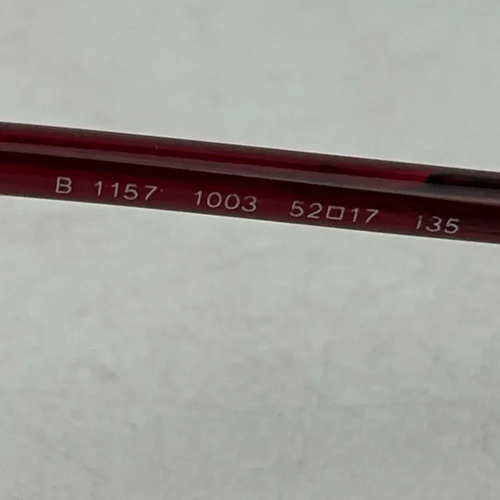 Burberry Eyeglasses B‎ 1157 1003 Size 52-17-135 Silver Maroon Rectangle Frames